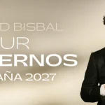 Cartel oficial del Tour Eternos de David Bisbal, España 2027, con el cantante de traje negro sobre fondo beige