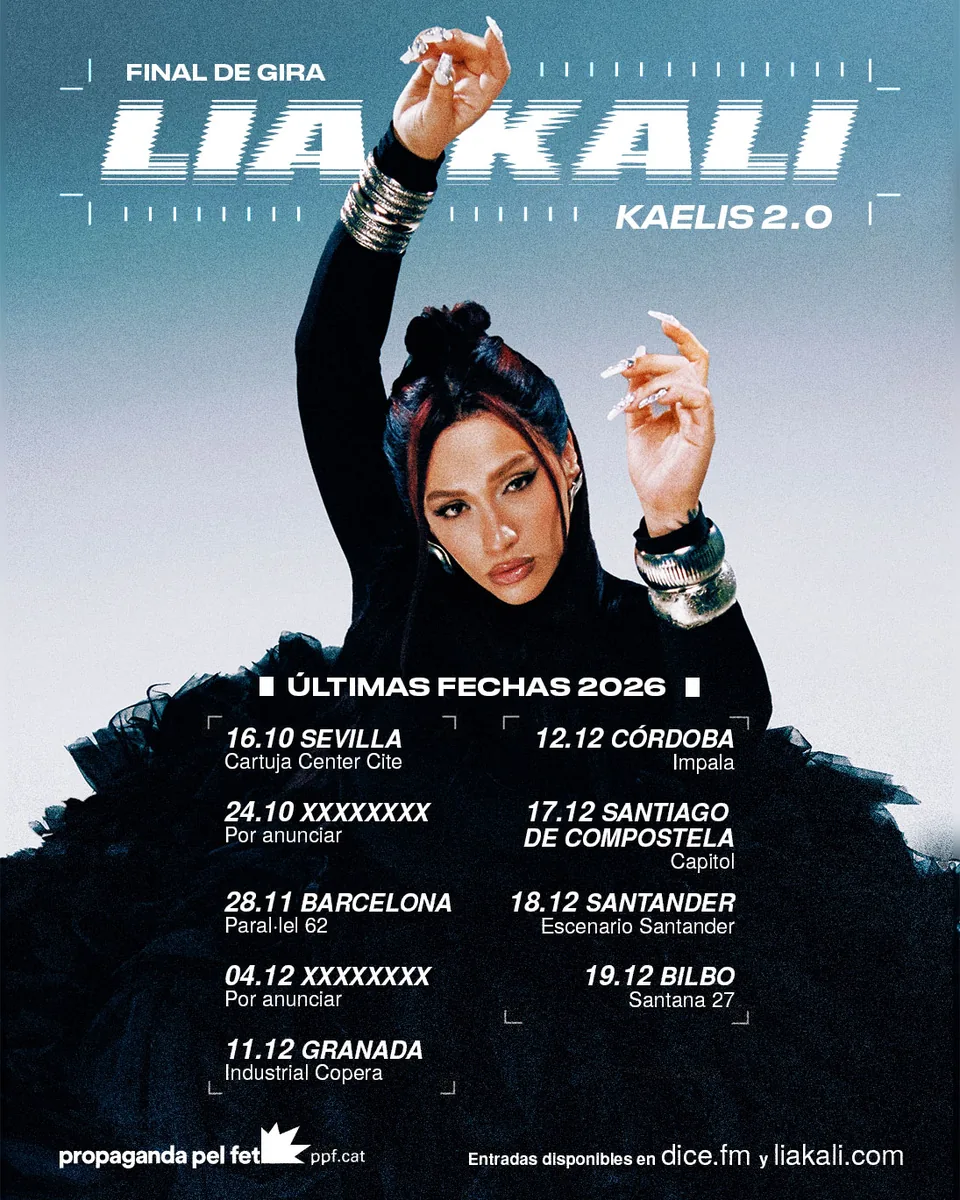 Cartel de la gira de despedida de Lia Kali con las fechas de 2026