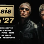 Cartel oficial de Oasis Live '27 con Liam y Noel Gallagher y las ciudades de la gira, entre ellas Barcelona